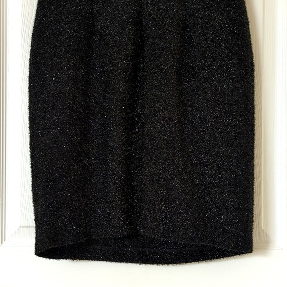 1995 Vintage Little Black Sparkle Knit Strapless Sheath Tube Mini Dress 4 - Picture 14 of 14